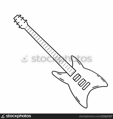 Electric guitar. Musical instrument. Vector doodle illustration.