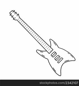 Electric guitar. Musical instrument. Vector doodle illustration.