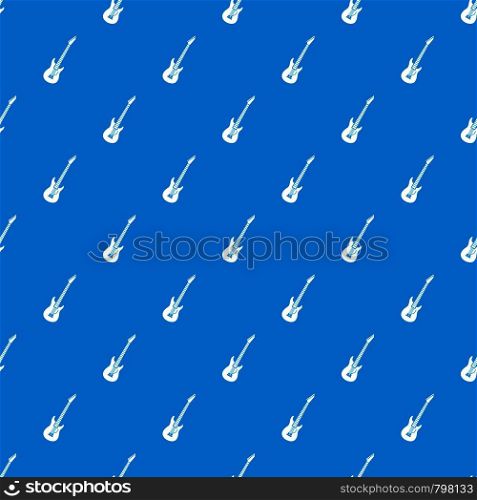 Electric guitar pattern repeat seamless in blue color for any design. Vector geometric illustration. Electric guitar pattern seamless blue