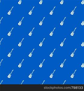 Electric guitar pattern repeat seamless in blue color for any design. Vector geometric illustration. Electric guitar pattern seamless blue
