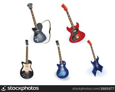 electric guitars set illustration