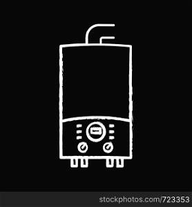 Electric heating boiler chalk icon. House central heater. Heating system. Isolated vector chalkboard illustration. Electric heating boiler chalk icon