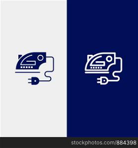 Electric, Home, Iron, Machine Line and Glyph Solid icon Blue banner