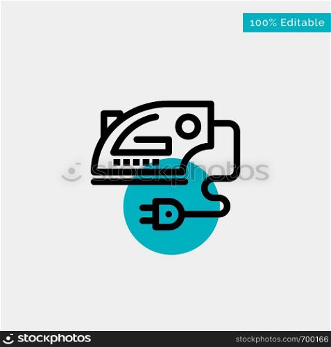 Electric, Home, Iron, Machine turquoise highlight circle point Vector icon