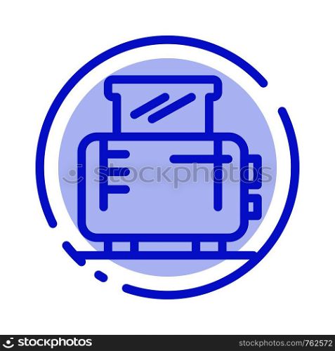 Electric, Home, Machine, Toaster Blue Dotted Line Line Icon