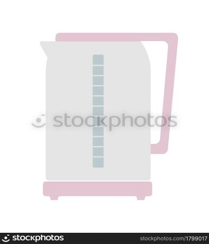 Electric kettle semi flat color vector object. Kitchen appliance. Full sized item on white. Heating water without stove isolated modern cartoon style illustration for graphic design and animation. Electric kettle semi flat color vector object