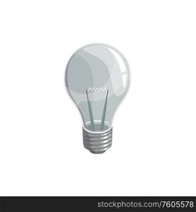 Electric lamp isolated light bulb. Vector symbol of new idea and source of energy sign. Light bulb source of energy new idea sign isolated