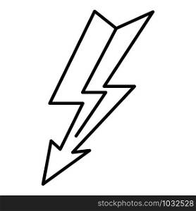 Electric lightning bolt icon. Outline electric lightning bolt vector icon for web design isolated on white background. Electric lightning bolt icon, outline style
