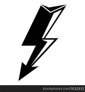 Electric lightning bolt icon. Simple illustration of electric lightning bolt vector icon for web design isolated on white background. Electric lightning bolt icon, simple style