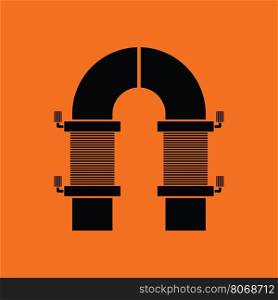 Electric magnet icon. Orange background with black. Vector illustration.