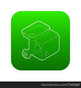 Electric meat grinder icon green vector isolated on white background. Electric meat grinder icon green vector