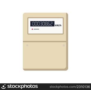 Electric meter. Automatic meter electric power. Household or industrial measuring equipment in flat style. Electricity consumption control. Vector illustration isolated on white background.. Electric meter. Automatic meter electric power. Household or industrial measuring equipment in flat style. Electricity consumption control. Vector illustration isolated on white background