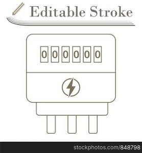 Electric Meter Icon. Editable Stroke Simple Design. Vector Illustration.