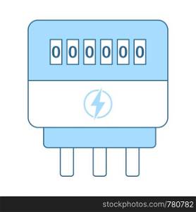 Electric Meter Icon. Thin Line With Blue Fill Design. Vector Illustration.