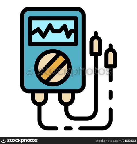 Electric multimeter icon. Outline electric multimeter vector icon color flat isolated. Electric multimeter icon color outline vector