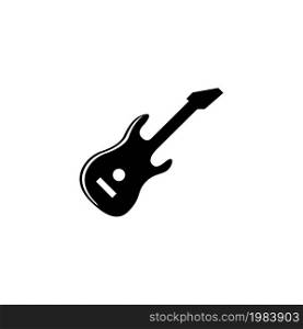 Electric Music Guitar, Solid Body Bass. Flat Vector Icon illustration. Simple black symbol on white background. Electric Music Guitar Solid Body Bass sign design template for web and mobile UI element. Electric Guitar Flat Vector Icon