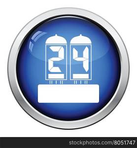 Electric numeral lamp icon. Glossy button design. Vector illustration.