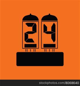 Electric numeral lamp icon. Orange background with black. Vector illustration.