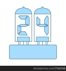 Electric Numeral Lamp Icon. Thin Line With Blue Fill Design. Vector Illustration.