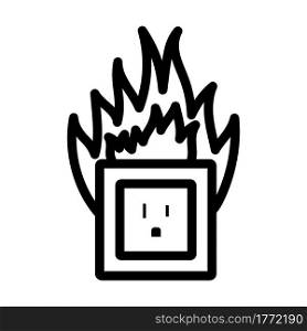 Electric Outlet Fire Icon. Bold outline design with editable stroke width. Vector Illustration.