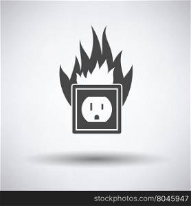 Electric outlet fire icon on gray background with round shadow. Vector illustration.