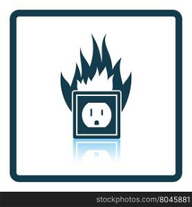 Electric outlet fire icon. Shadow reflection design. Vector illustration.