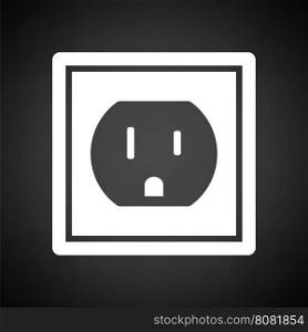 Electric outlet icon. Black background with white. Vector illustration.