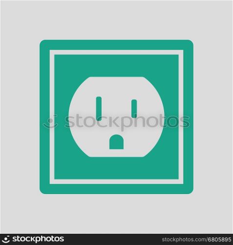 Electric outlet icon. Gray background with green. Vector illustration.