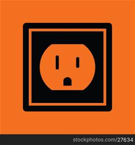 Electric outlet icon. Orange background with black. Vector illustration.