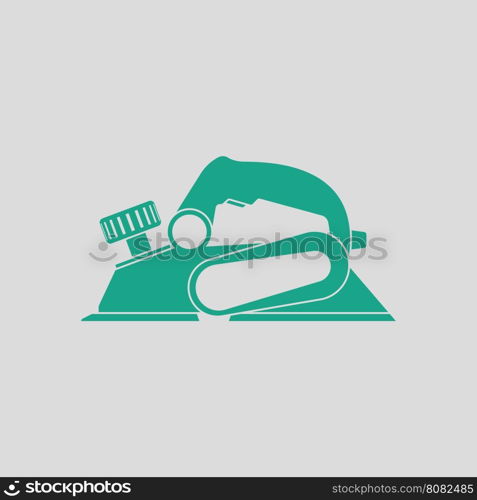 Electric planer icon. Gray background with green. Vector illustration.