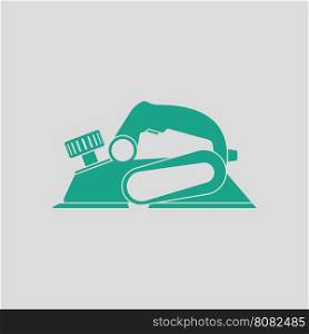 Electric planer icon. Gray background with green. Vector illustration.