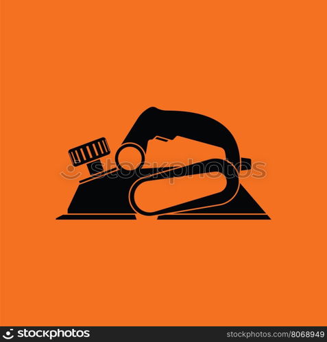 Electric planer icon. Orange background with black. Vector illustration.