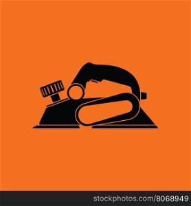 Electric planer icon. Orange background with black. Vector illustration.