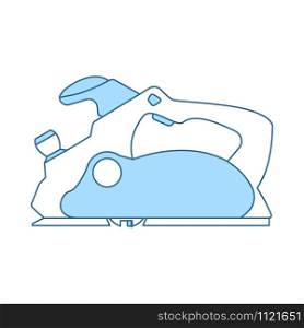 Electric Planer Icon. Thin Line With Blue Fill Design. Vector Illustration.