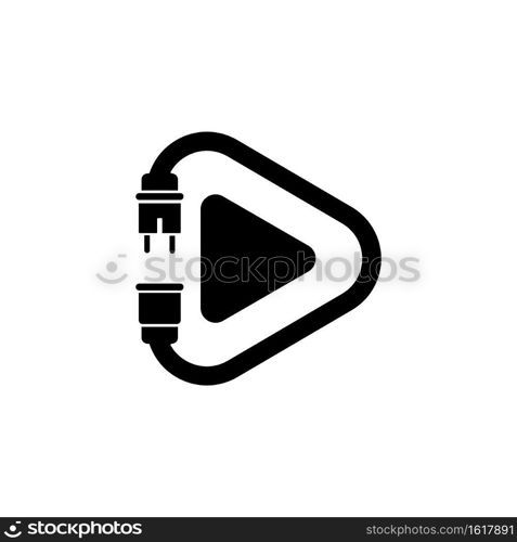 Electric play icon in black. Vector on isolated white background. EPS 10.. Electric play icon in black. Vector on isolated white background. EPS 10