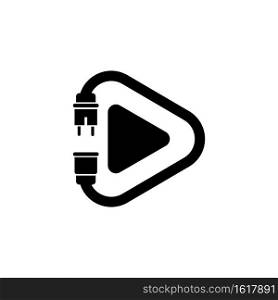 Electric play icon in black. Vector on isolated white background. EPS 10.. Electric play icon in black. Vector on isolated white background. EPS 10