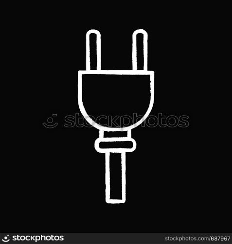 Electric plug chalk icon. Wiring. Power cable with plug. Isolated vector chalkboard illustrations. Electric plug chalk icon