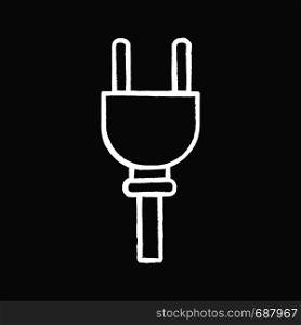 Electric plug chalk icon. Wiring. Power cable with plug. Isolated vector chalkboard illustrations. Electric plug chalk icon