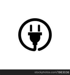 Electric Plug. Flat Vector Icon. Simple black symbol on white background. Electric Plug Flat Vector Icon