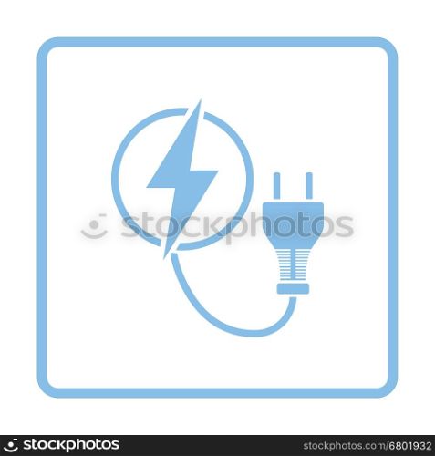 Electric plug icon. Blue frame design. Vector illustration.