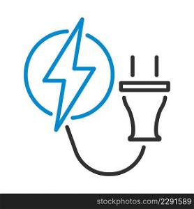 Electric Plug Icon. Editable Bold Outline With Color Fill Design. Vector Illustration.