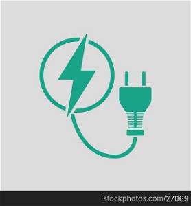 Electric plug icon. Gray background with green. Vector illustration.
