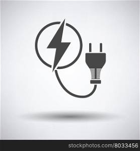 Electric plug icon on gray background, round shadow. Vector illustration.