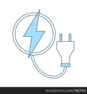 Electric Plug Icon. Thin Line With Blue Fill Design. Vector Illustration.