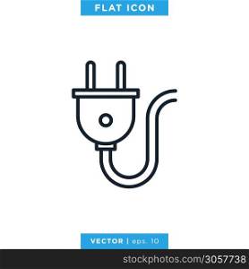 Electric Plug Icon Vector Design Template. Editable Stroke.