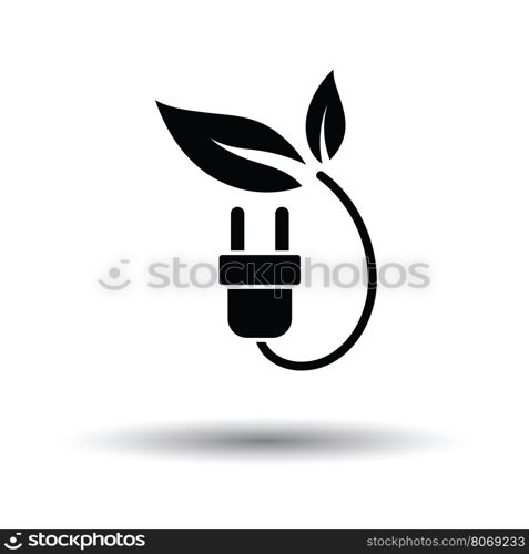 Electric plug leaves icon. White background with shadow design. Vector illustration.