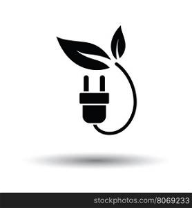 Electric plug leaves icon. White background with shadow design. Vector illustration.