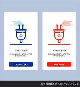 Electric, Plug, Power, Power Plug Blue and Red Download and Buy Now web Widget Card Template