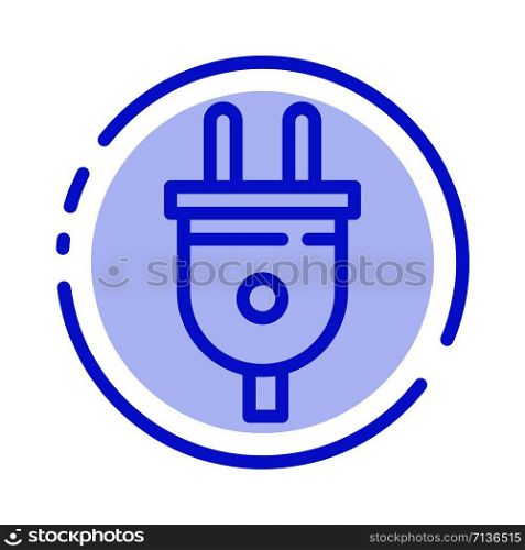 Electric, Plug, Power, Power Plug Blue Dotted Line Line Icon