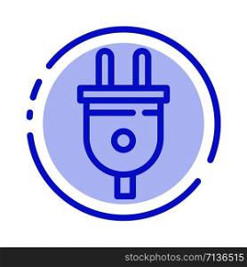 Electric, Plug, Power, Power Plug Blue Dotted Line Line Icon